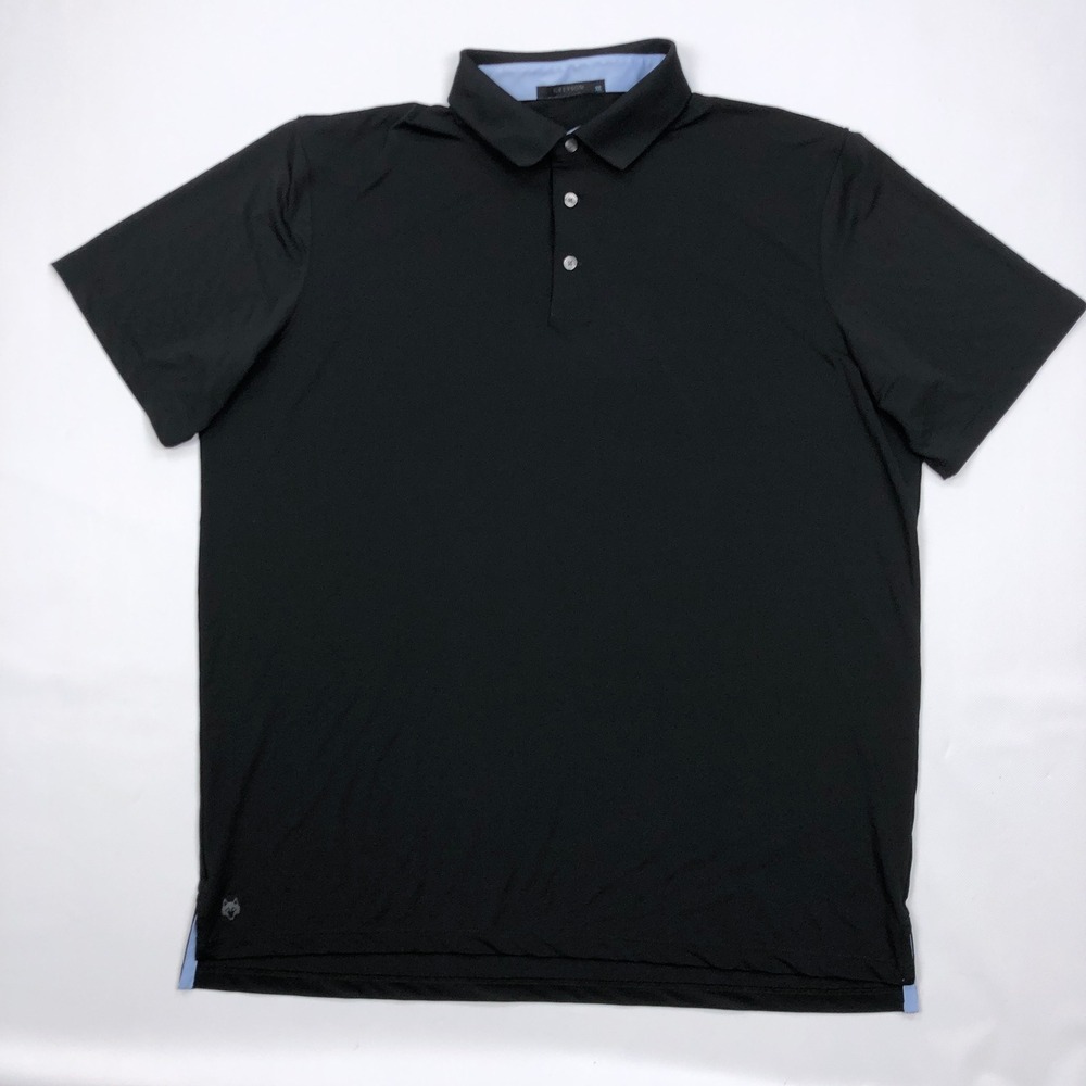 Greyson Mens XL Black Short Sleeve Performance Golf Polo Shirt Wolf Logo
